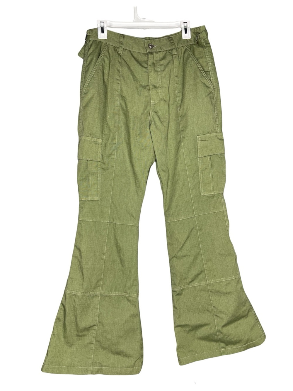 Eternal Love World ELW Sage Green Flared Ripstop Cargo Pants Vintage Y2K 32